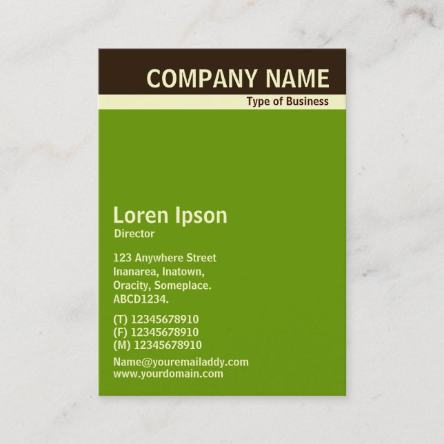 V Header Band - Dark Brown, Cream and Green 669900 Business Card (Front)