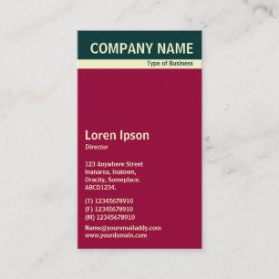 V Header Band - Dark Green, Cream and Maroon Business Card