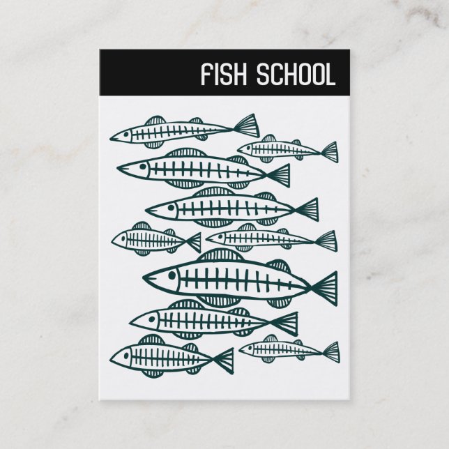 V Header - FISH SCHOOL - Dark Green Business Card (Front)