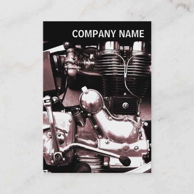 V Header - Image - Classic Motorbike Engine Business Card (Front)