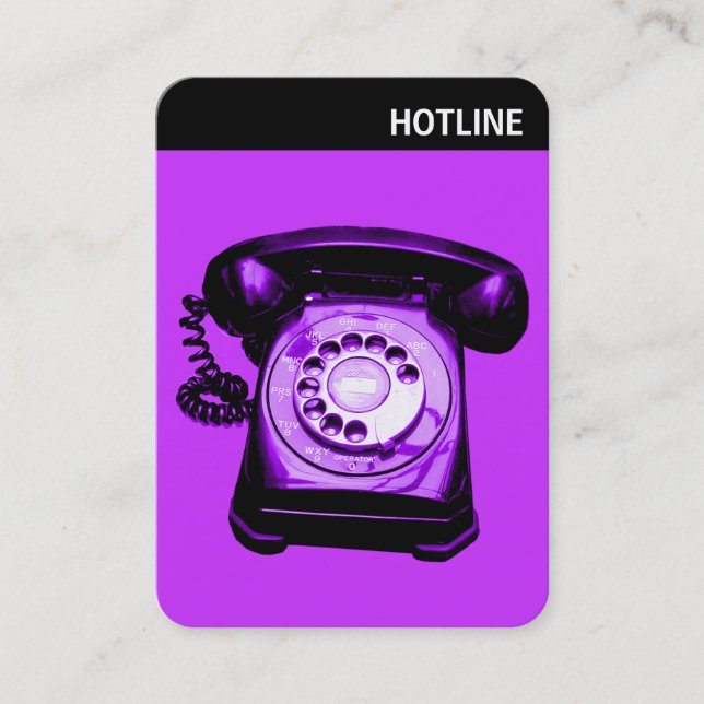 V Header - Photo - Hot Line - Purple Business Card (Front)