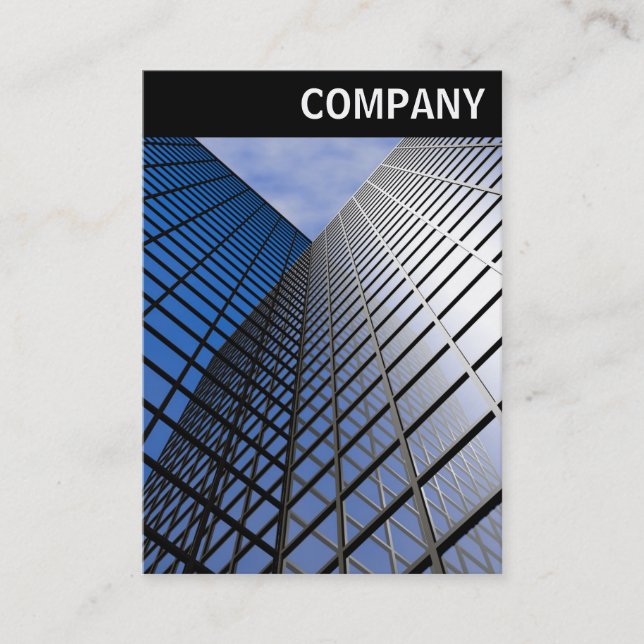 V Header - Reflective Office Block Business Card (Front)