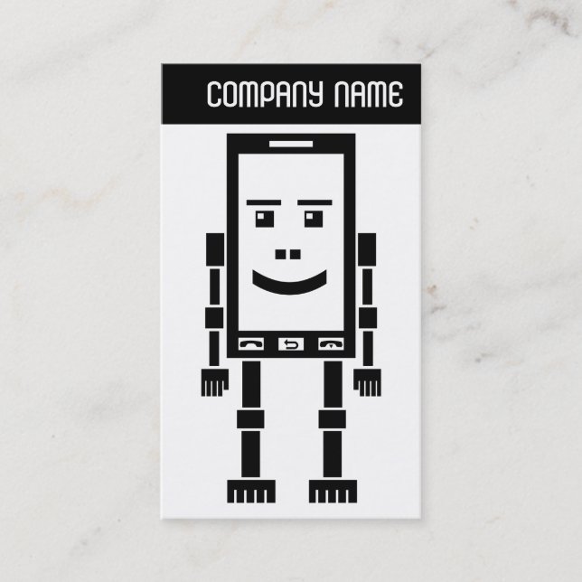 V Header - Robo-Phone - Black Business Card (Front)