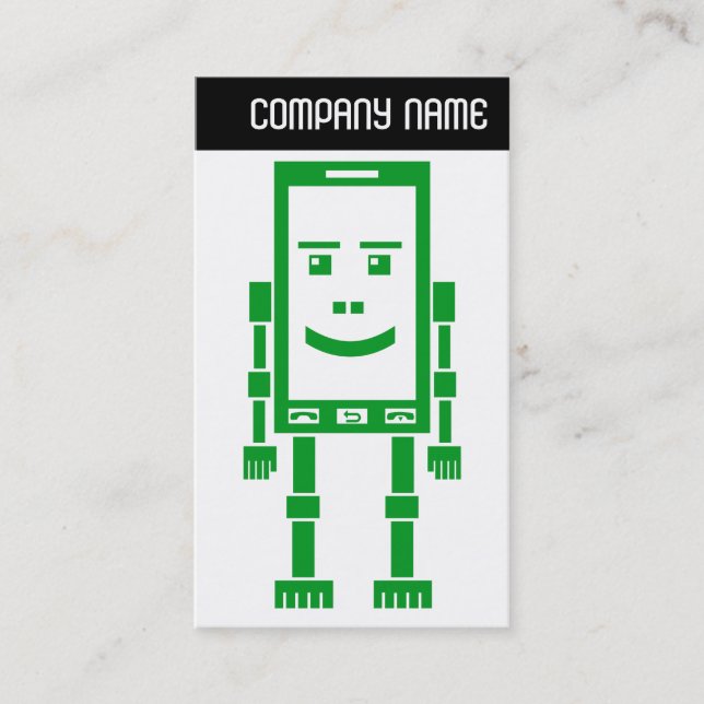V Header - Robo-Phone - Green Business Card (Front)