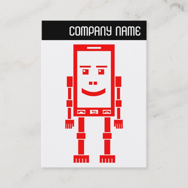 V Header - Robo Phone - Red Business Card (Front)