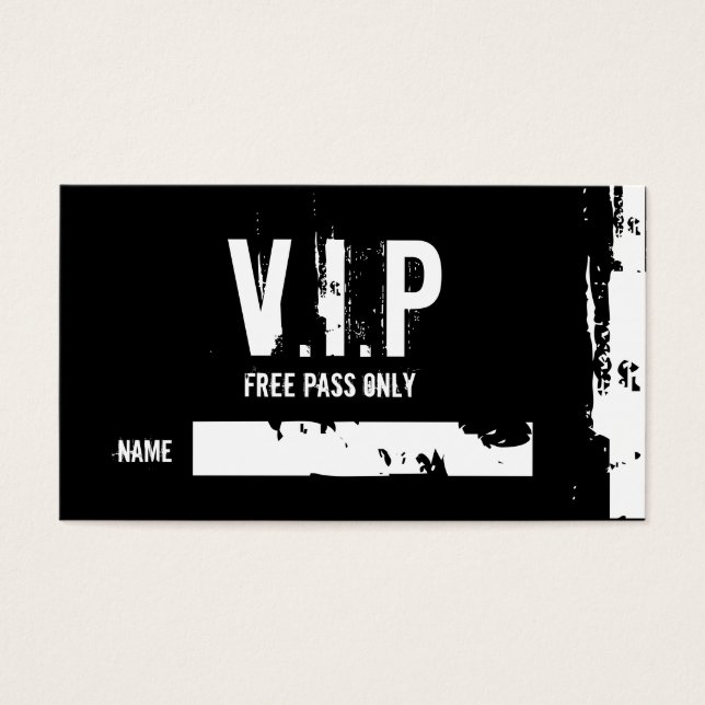 V.I.P, I, I, FREE PASS ONLY, NAME, _, _ (Front)