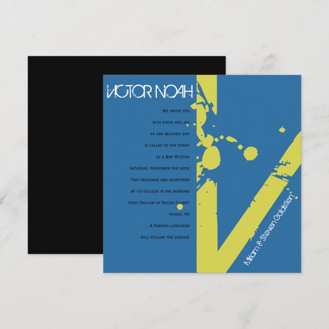 V Initial Collection Bar Bat Mitzvah Invitation (Front/Back)