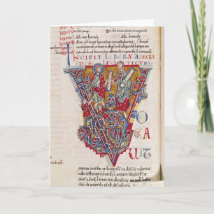 'V' initial historique représentant une scène