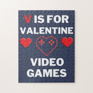 V is for Valentine Video Games Shirt Jigsaw Puzzle