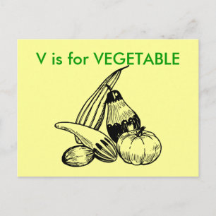 "V" is for Vegetable Alphabet Flashcard Postcard