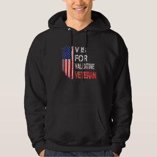 V Is For Veteran Valentine's Day US Flag Hoodie