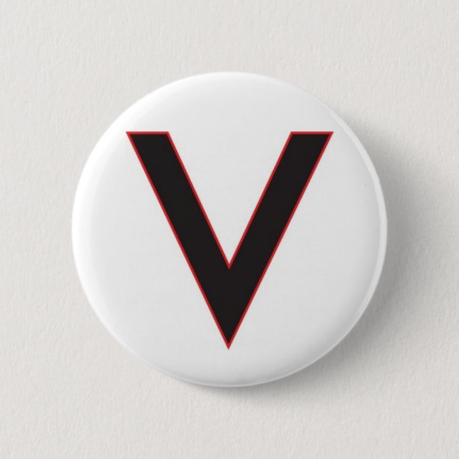 v is for victory 2 inch round button (Front)