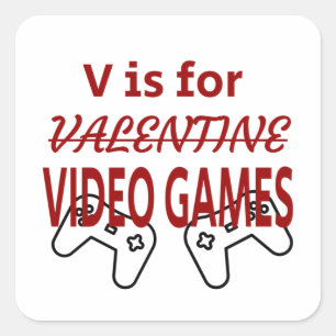 V is for Video Game valentine Square Sticker