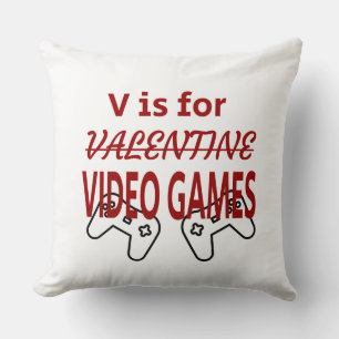 V is for Video Game valentine Throw Pillow