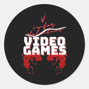 V Is For Video Games Funny Valentines Day Gamer Classic Round Sticker