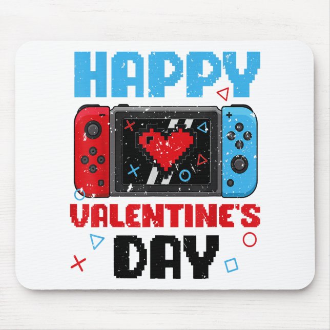 V Is For Video Games Funny Valentines Day Gamer Co Mouse Pad (Front)