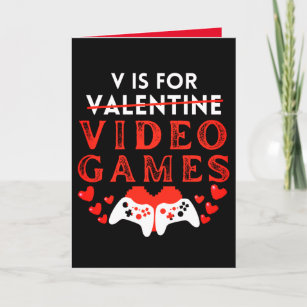 V Is For Video Games Funny Valentines Day Gamer Holiday Card