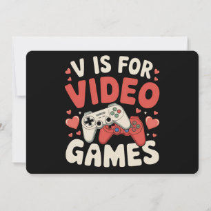 V Is For Video Games Funny Valentines Day Gamer Invitation