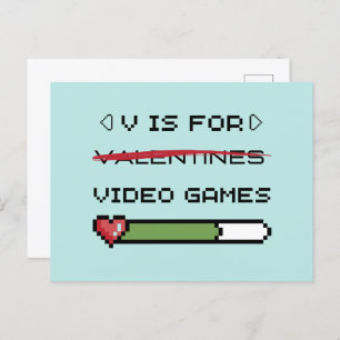 V Is For Video Games Postcard