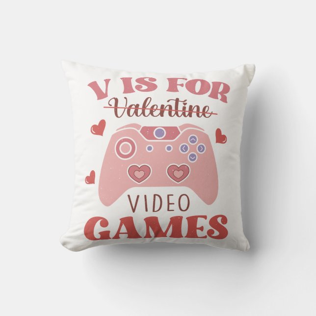 V Is For Video Games Throw Pillow (Front)
