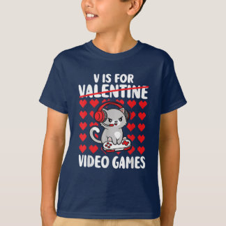 V Is For Video Games Valentines Day Gamer Gaming T-Shirt