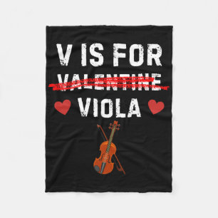 V Is For Viola Funny Violist Music Valentine Fleece Blanket