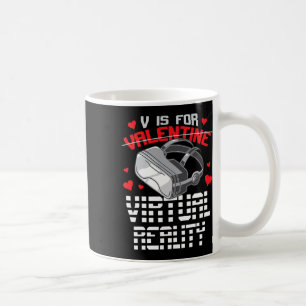 V Is For Virtual Reality Funny Retro Valentine Vr Coffee Mug