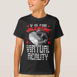 V Is For Virtual Reality Funny Retro Valentine Vr T-Shirt