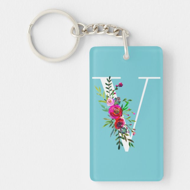 V Lettre Monogramme initial Floral Couleur personn (Devant)