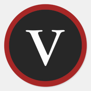 V : Lettre V initiale V Stickers rouge, blanc et n