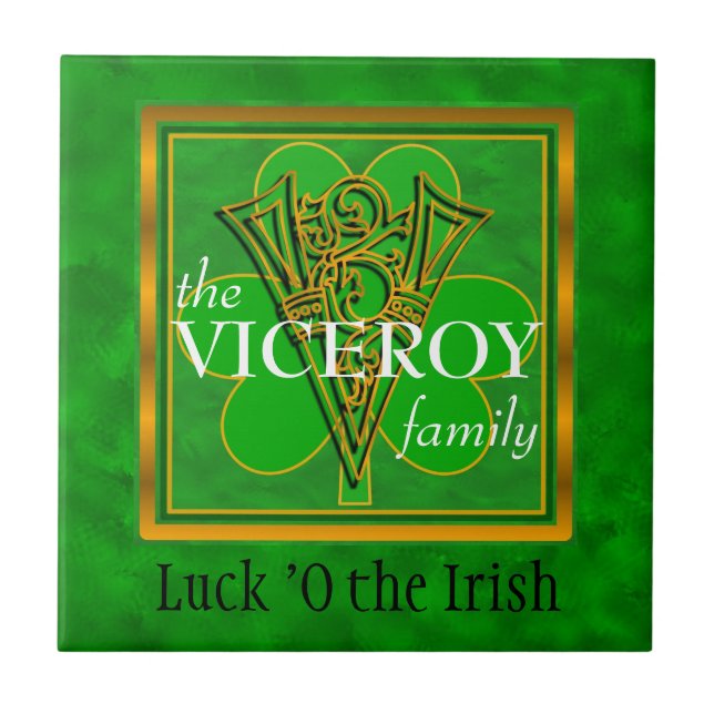 V "Luck of the Irish" Family Custom Monogram Tile (Front)