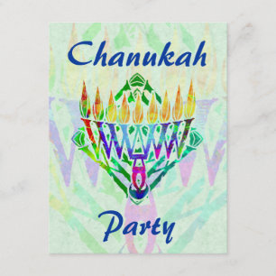 V Menorah Chanukah Party Invitations