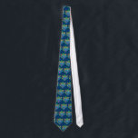 V Menorah Ties<br><div class="desc">Colourful painted menorah with abstract green patterned background. Chanukah design.</div>