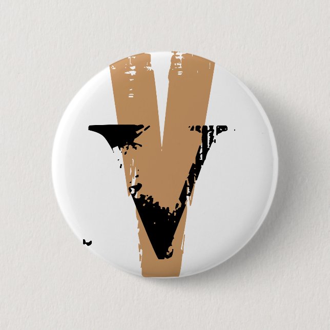 V monogram 2 inch round button (Front)