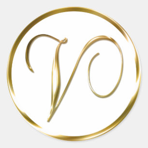 V Monogram Faux Gold Envelope Or Favour Seal