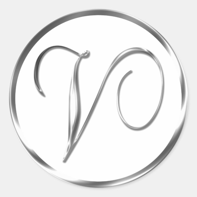 V Monogram Faux Silver Envelope Or Favour Seal (Front)
