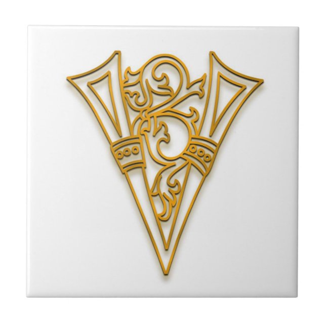 V Monogram "Irish Gold" Ceramic Tile (Front)