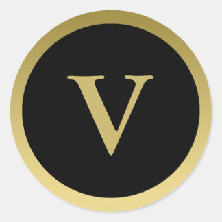V :: Monogram V Elegant Gold et Black Sticker