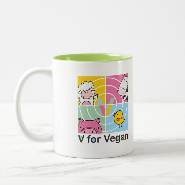 V pour la tasse végétalienne (Gauche)