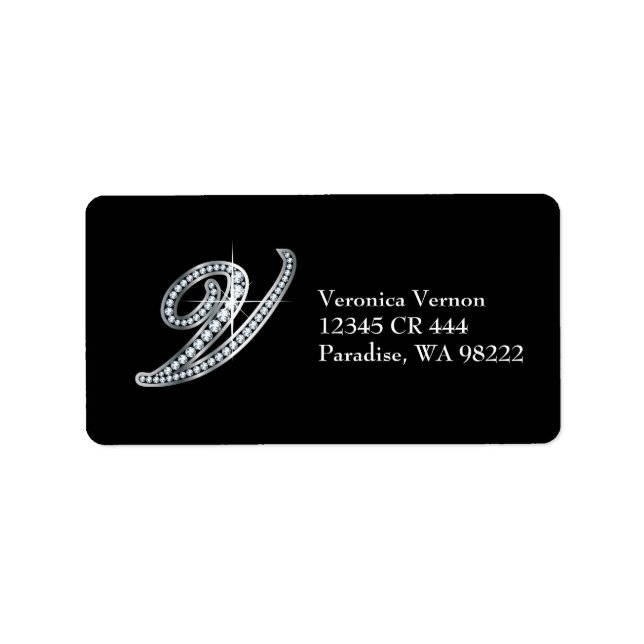 V Script "Diamond Bling" Label (Front)