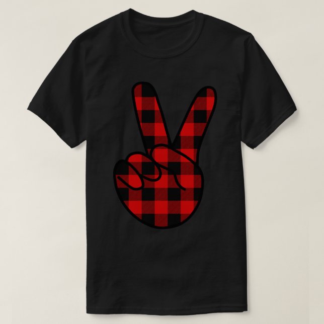 V Sign Plaid T-Shirt (Design Front)