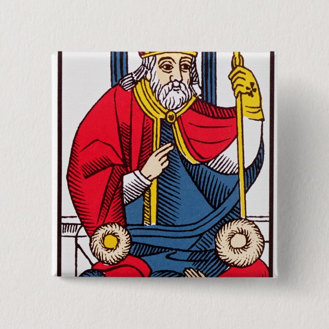 V The Pope, Tarot card 2 Inch Square Button (Front)