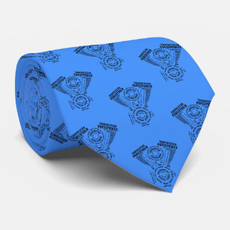V twin Motorcycle Engine Calligram Word Art Tie