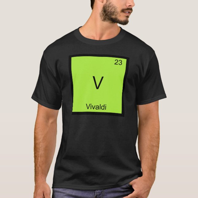 V - Vivaldi Funny Chemistry Element Symbol T-Shirt (Front)