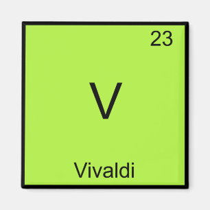 V - Vivaldi Funny Chemistry Element Symbol T-Shirt Magnet