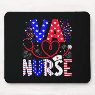 Va Nurse 4th Of July American Flag Stethoscope  Mouse Pad