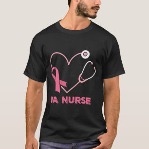 Va Nurse Heart Stethoscope Pink Ribbon Cute Breast T-Shirt