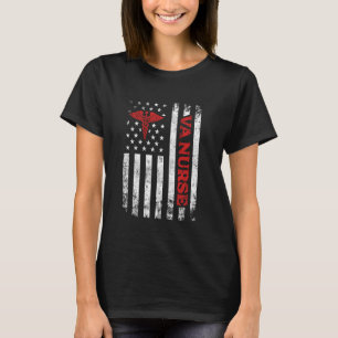 VA Nurse Patriotic Veterans Nurse American Flag T-Shirt