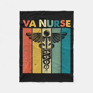 Va Nurse Retro Vintage Valentine For Nurse Va Nurs Fleece Blanket
