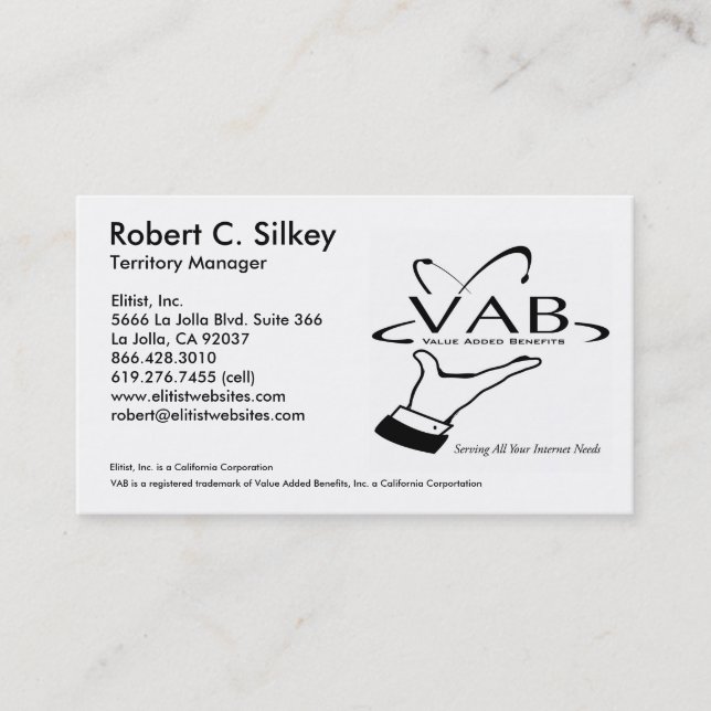 VAB - Territory Manager Business Card (Front)